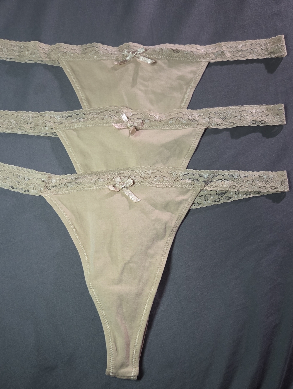 NWOT- Pact Organic- Lace-Trim Thong Panties -(3pck)
